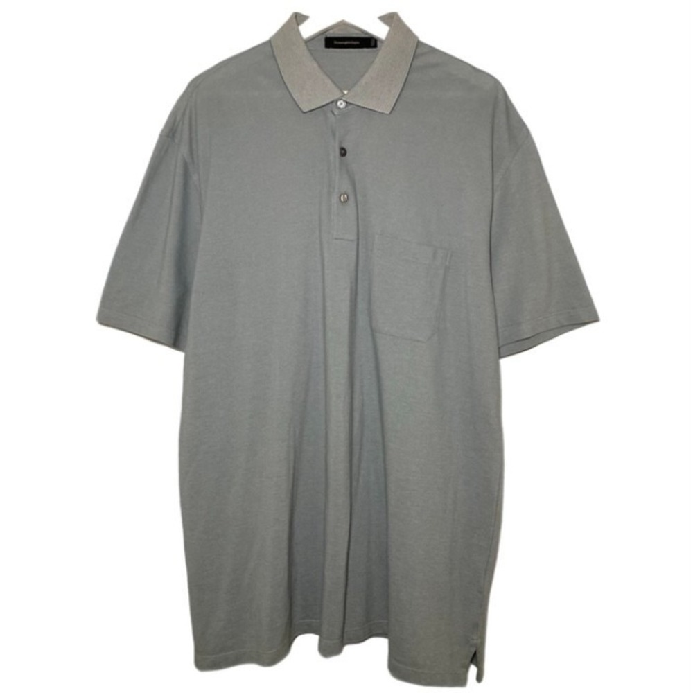 Ermenegildo Zegna Polo Shirt Mens 2XL Size 56 Gray Short Sleeve Luxury Designer
